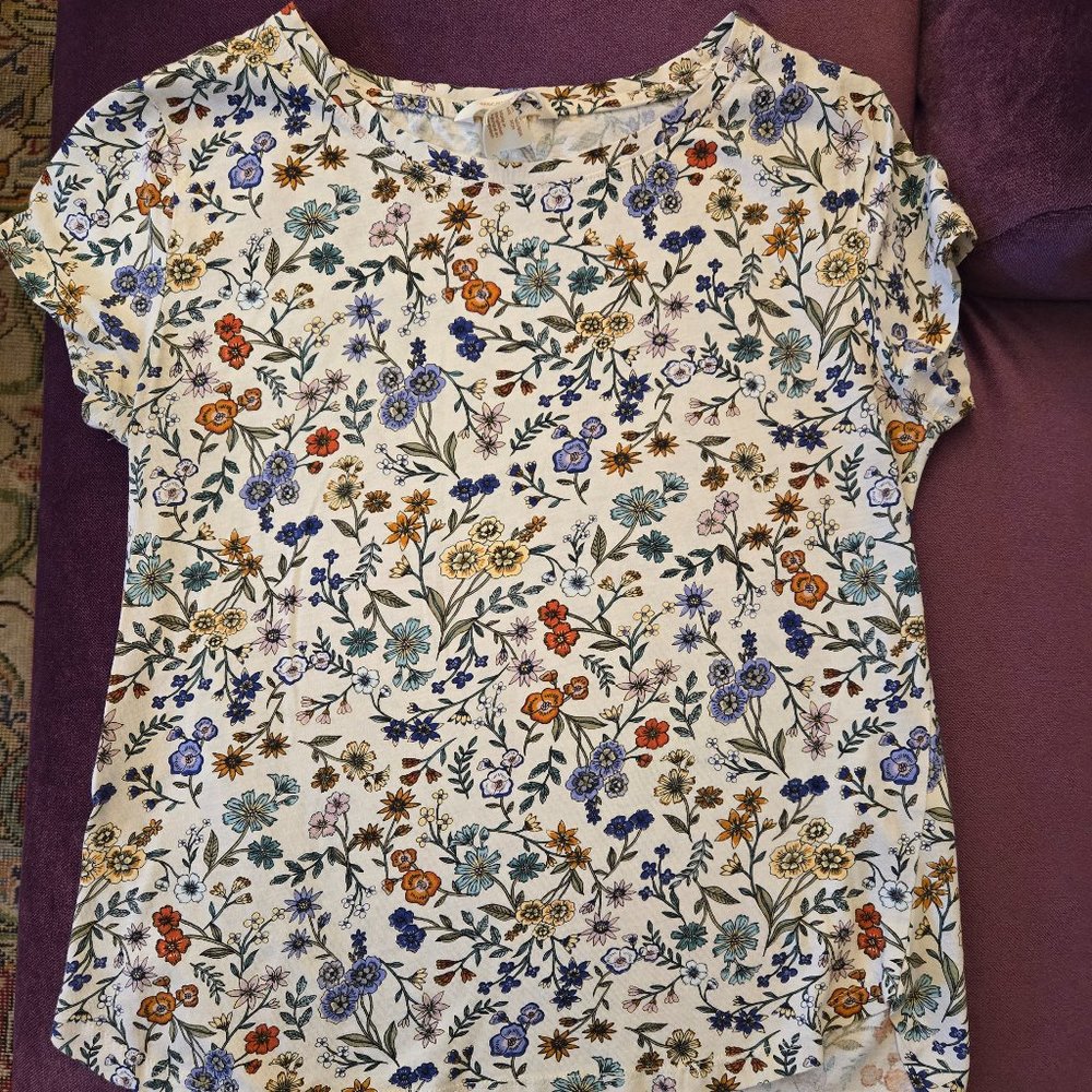 H & M Cotton Floral Blouse, Sz XS